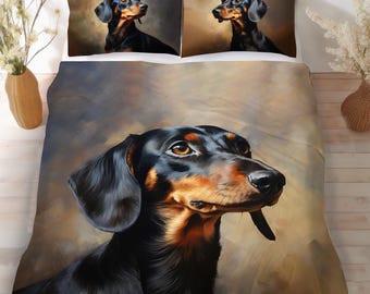 Dachshund Bedding Set, Dachshund Doxie Decor, Gift for Dachshund Lover Duvet Cover or Comforter Set