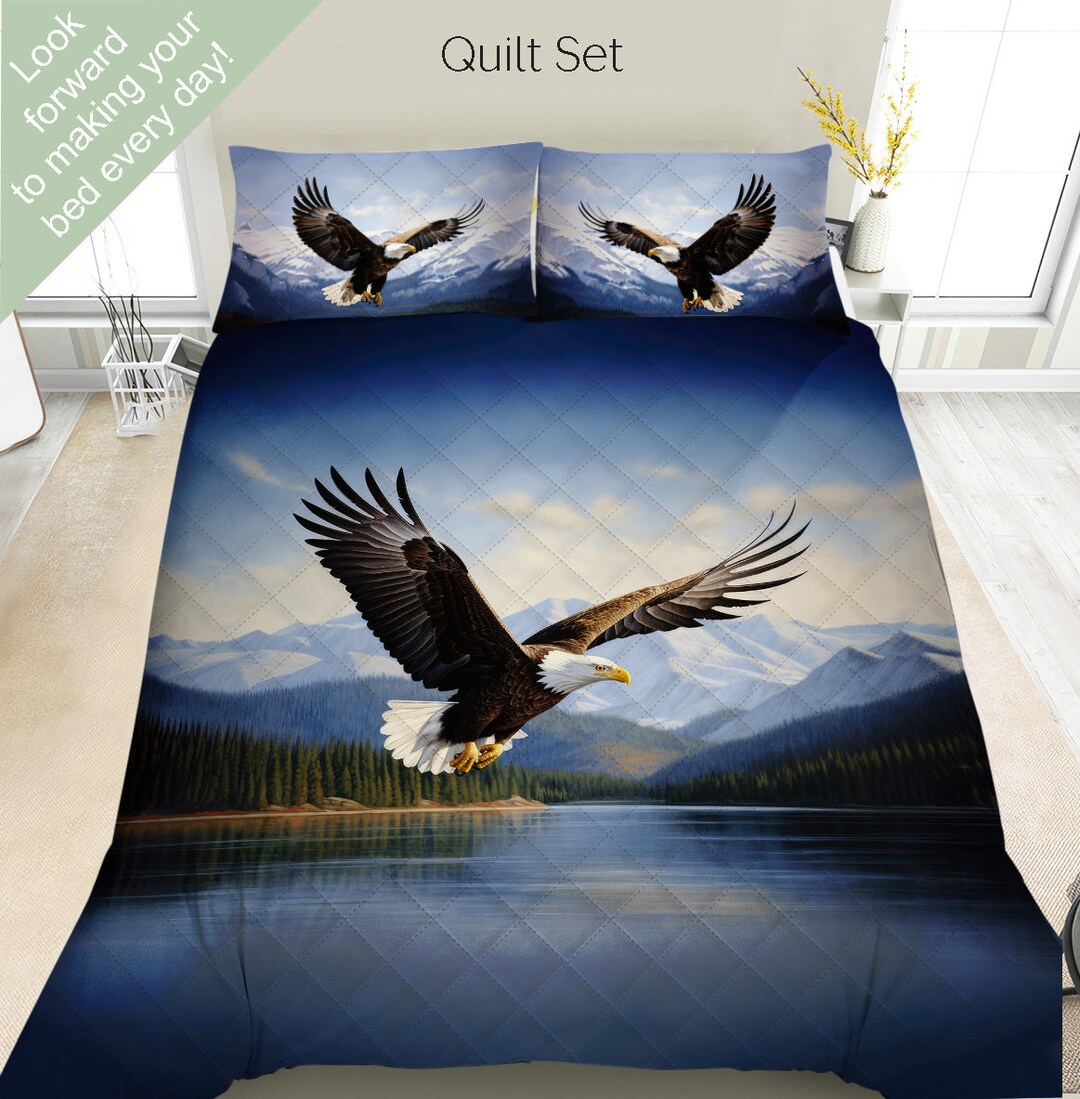 Bald Eagle Bedding Set, Duvet Set, Comforter Set or Quilt Set, Bald