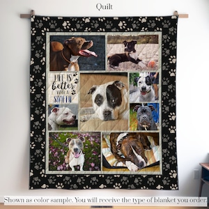 Personalized Staffordshire Terrier Photo Quilt Blanket or Wall Hanging, Custom Staffie Blanket, Gift for Staffordshire Terrier Lover Mom Dad