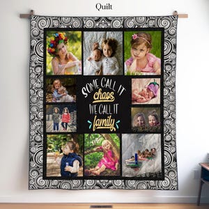 Personalized Photo Memory Quilt, Blanket or Wall Hanging, Black White Classic Photo Blanket, Memory Keepsake Gift, Custom Picture Quilt