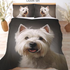 West Highland White Terrier Bedding Set, Duvet Cover Set, Comforter Set Or Quilt Set, Westie Decor, Gift for Westie Lovers, Westie Mom Dad