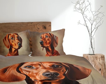 Dachshund Bedding Set, Doxie Decor, Gift for Dachshund Lover Duvet Cover, Comforter or Quilt Set