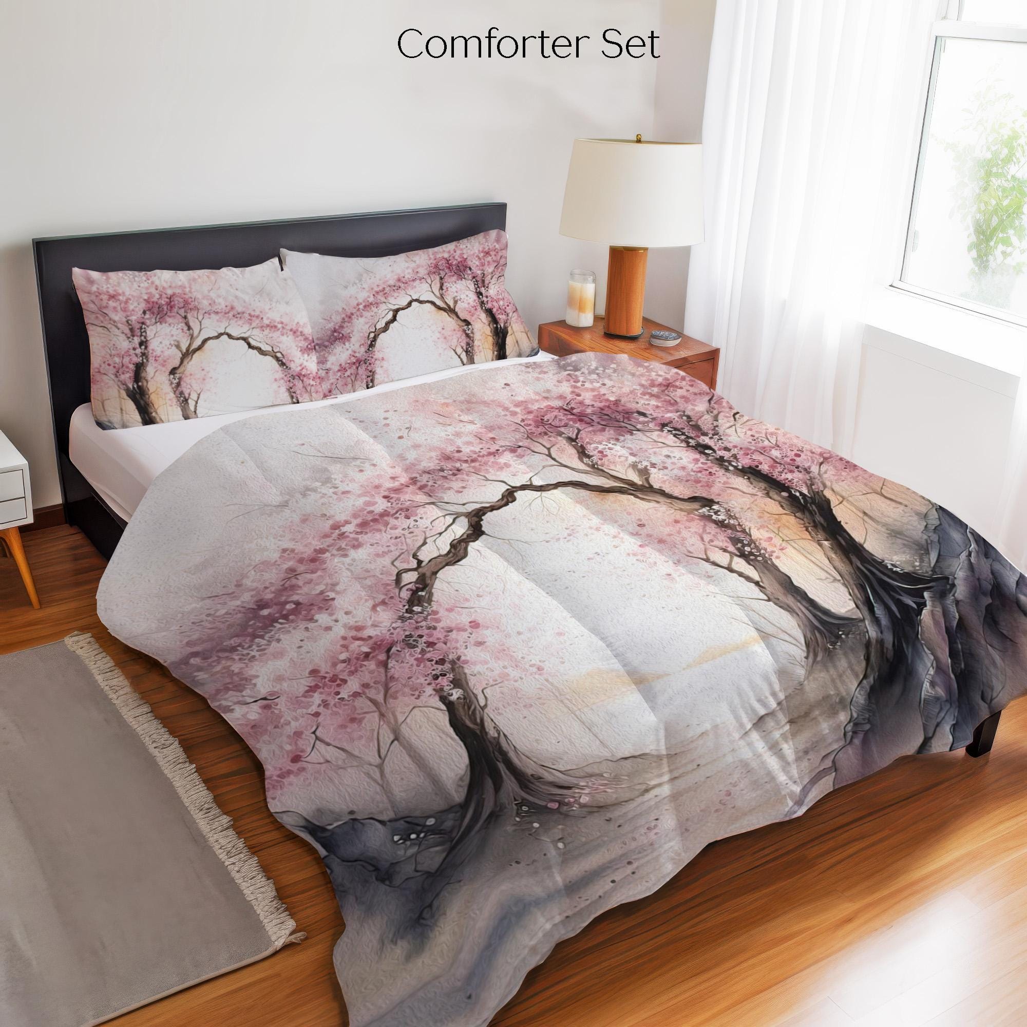 Japanese Cherry Blossom Bedding Set Duvet Set Comforter Set Or Quilt Set, Japanese Decor Japan Lover Gift, Traditional Japanese Bedspread