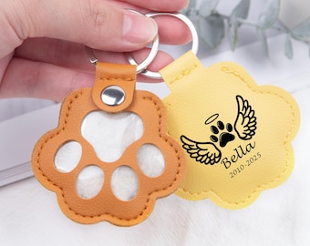 Custom Pet Fur Keepsake Keychain, Vegan Leather Memorial Keychain, Dog Loss Gift