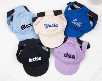 Casquette brodée personnalisée pour chien | Chapeau de soleil en coton personnalisé pour animal de compagnie