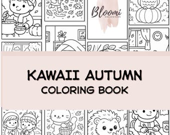 Kawaii Autumn Coloring Book | 30 Fall Designs (PDF