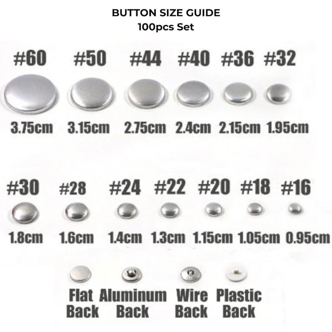 100pcs Fabric Covered Button Kit #16–60 Button Press Mold DIY Button ...