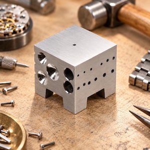 Bloque de yunque para relojero, herramienta para remachar y fijar correas de reloj, bloque de banco para reparación de joyería, herramienta para trabajar el metal con pasadores de pulseras de reloj