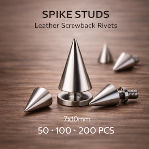 spijkers 7 x 10 mm schroefklinknagels, zilveren kegel spijkers voor leren jassen tassen riem doe-het-zelf knutselhardware 50 100 200 stuks