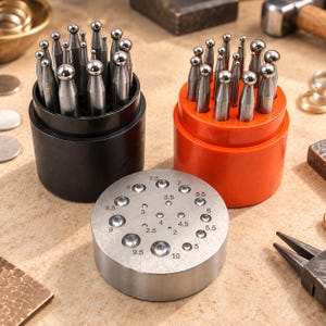Jeu de 17 poinçons à dôme ou bloc à bomber, outil de formage des métaux pour la bijouterie, poinçons à dôme, outil de travail des métaux pour la fabrication de bijoux et d'orfèvrerie