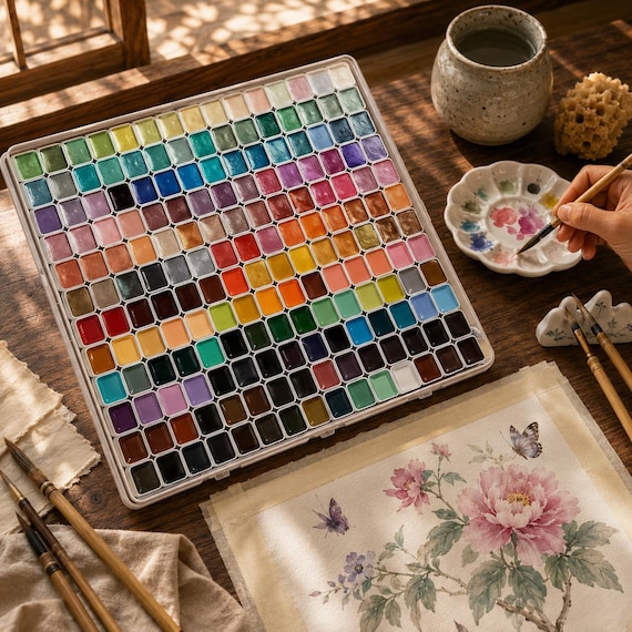 Professional Watercolor Paint Set, 24/60/98/130 Colors, Non-Toxic Artist Palette, Portable Painting Kit for Sketching, Illustration & Travel