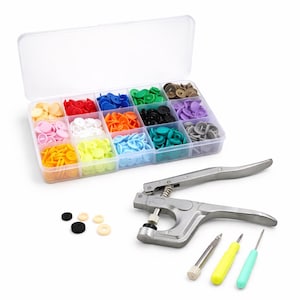 Druckknopf Kit mit Metall Press-Werkzeug - 80/150/240/360 STÜCK T5 Kunststoff Druckknöpfe, 24 Farben zum Nähen, Babykleidung, Taschen & DIY Handwerk