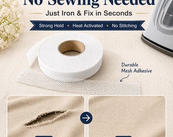 No Sew Hemming Tape Heat Activated Fabric Repair Tape 10m Roll Strong Hold Adhesive Mesh for Clothes DIY Sewing Alternative