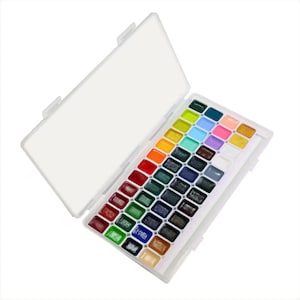 60-color watercolor paint set showing expanded color selection for illustration and painting.
