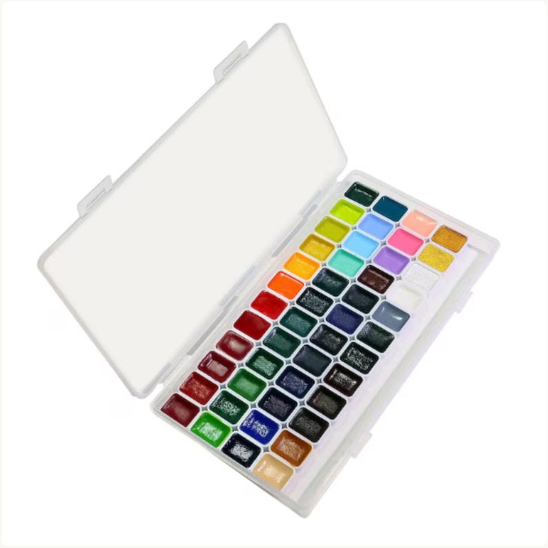 60-color watercolor paint set showing expanded color selection for illustration and painting.