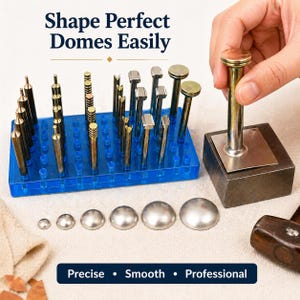 Jewelry Dapping Tool Set Stainless Steel Metal Forming Punch Set with Block for Dome Shaping