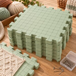 Blocking Mats for Knitting and Crochet, Interlocking Foam Boards with T-Pins, Grid Mats for Granny Squares and Fiber Art