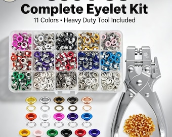 330 PCS Eyelet Grommet Kit 5mm – 11 Colors with Heavy Duty Tool | 100 PCS Option | Metal Eyelets for Leather & DIY