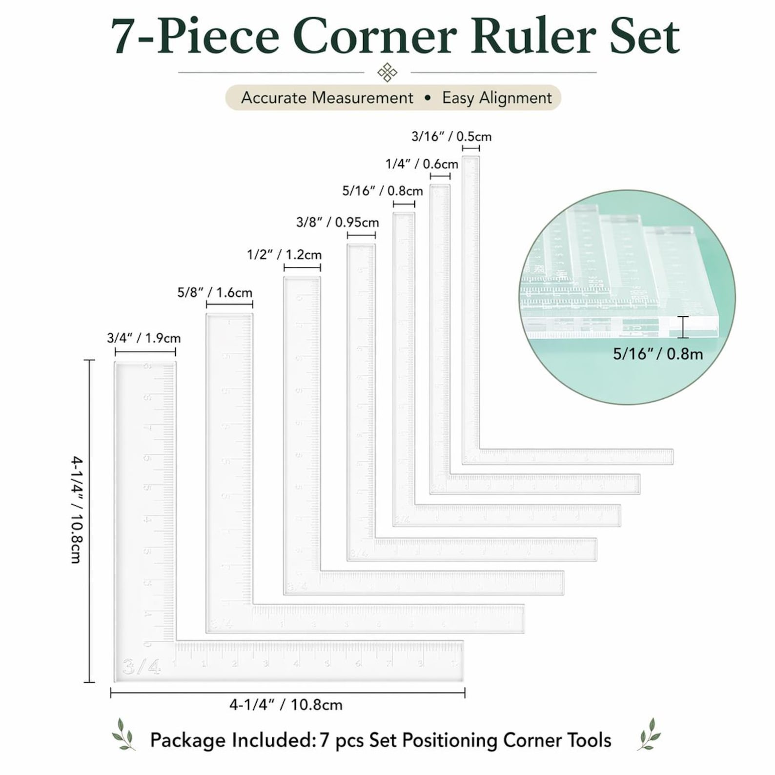 Scrapbooking Ruler Set 7pcs L Shape Alignment Tool Transparent Acrylic ...