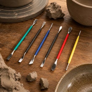 6 Piece Clay Sculpting Tools Set, Double Ended Pottery Tools, Ceramic Modeling Tools, Polymer Clay Carving & Shaping Tools, Sculpture Kit