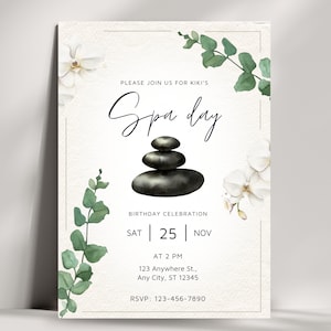 Spa Day Birthday Invitation, Bachelorette Party, Digital Template Instant Download, Adult Party Invite, Hen Do, Printable, Personalized