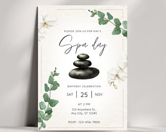 Spa Day Birthday Invitation, Bachelorette Party, Digital Template Instant Download, Adult Party Invite, Hen Do, Printable, Personalized