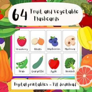 Fruits et légumes, cartes mémoire éducatives pour enfants, 64 cartes mémoire