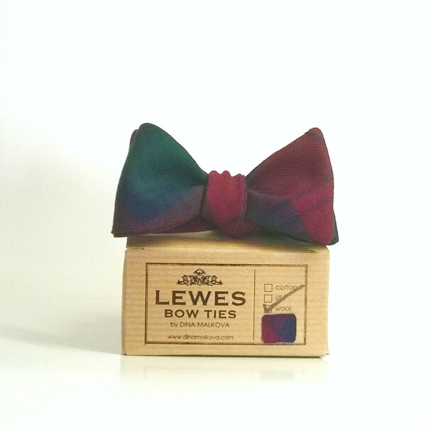 Herren Fliege - Deep Blue Green und Red feinste schottische wolle