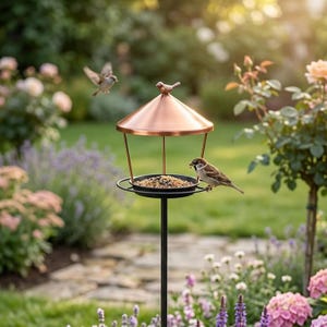 Metall Garten Vogelfutter Pfahl - Kupfer Laterne Stil Vogeltränke, Outdoor Yard Dekor
