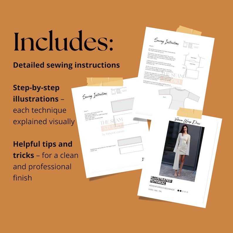 Wrap Dress Sewing Pattern | Elegant Dress Pattern | Easy Beginner ...