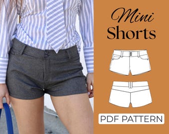 Mini Shorts Sewing Pattern | Womens Low Rise Micro Shorts | Pattern + Detailed Illustrated Instruction | XXS - 7XL | A0, A4 & US Letter
