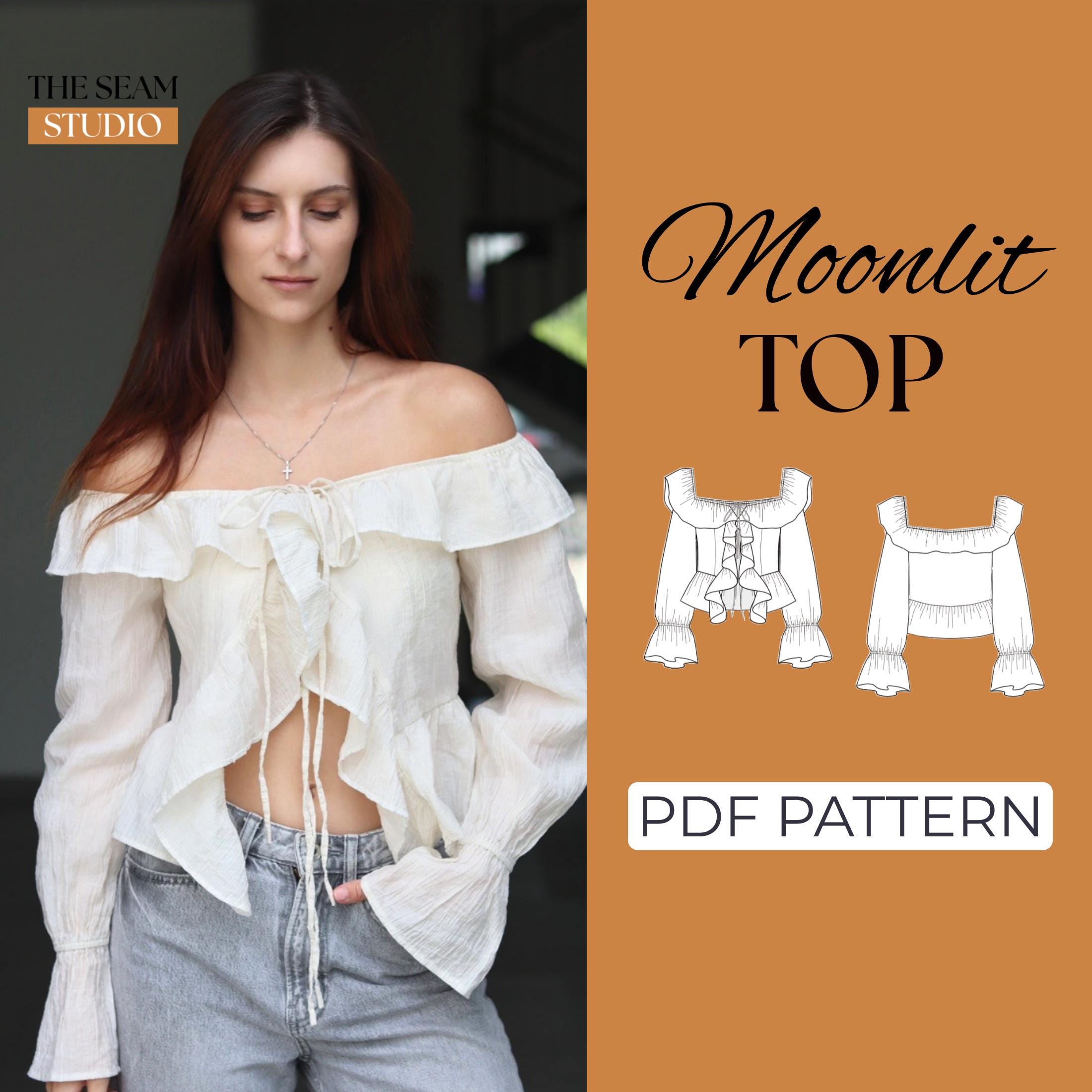 Ruffle Blouse Sewing Pattern: Flare Sleeve Top (XXS-7XL) (PDF Pattern ...