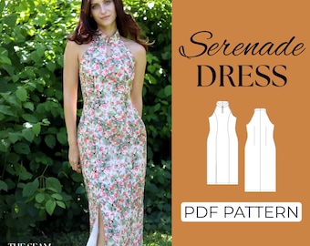 Sleeveless Fitted Dress Sewing Pattern | High Neck Dress | Pattern + Detailed Illustrated Instruction | XXS - 7XL | A0, A4 & US-Letter