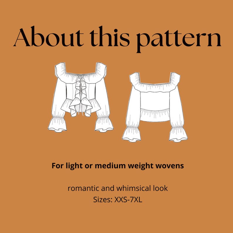 Ruffle Blouse Sewing Pattern: Flare Sleeve Top (XXS-7XL) (PDF Pattern ...
