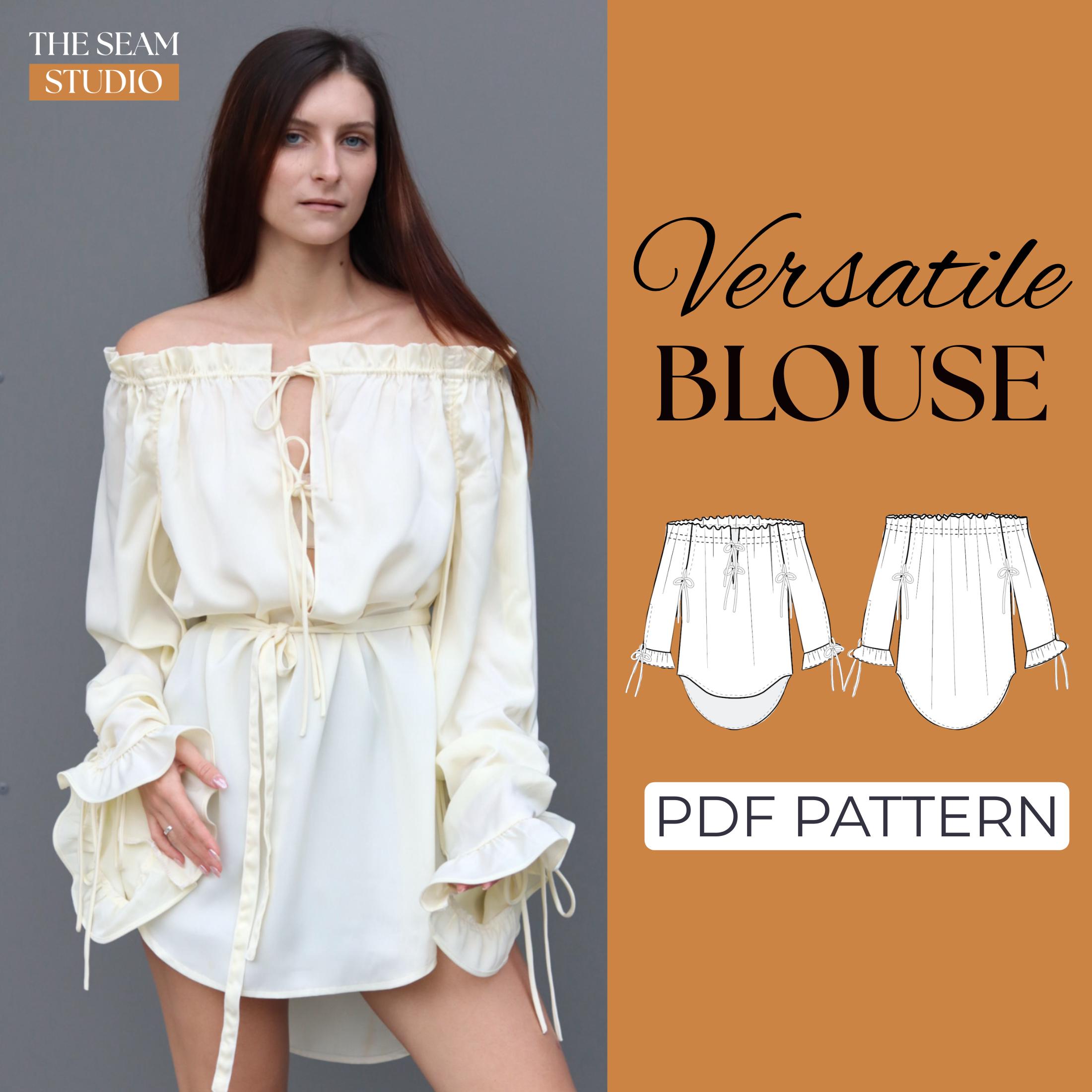 Oversized Blouse Sewing Pattern | Long Sleeve Peasant Blouse | Pattern ...