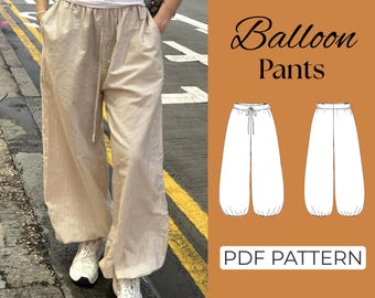 Balloon Pants Sewing Pattern | Wide Leg Pants Pattern | Easy Beginner Pattern + Easy Illustrated Tutorial | XXS - 7XL | A0, A4 & US-Letter