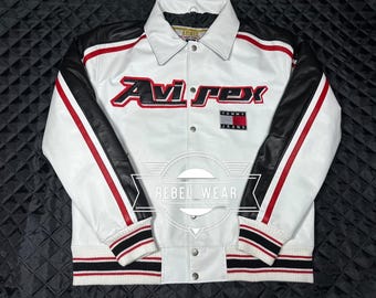 Handmade Cowhide Leather Avirex Jacket: Tommy Jeans Style