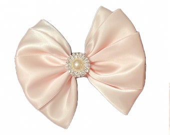 Ice Pink Satin Ribbon Hair Bow, Baby Girl Special Occasion Satin Hair Bow Clip  Satin Hair Bow Newborn Satin Hair Bow Headband