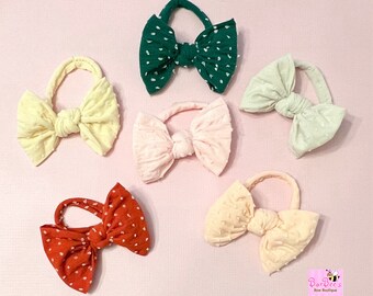 POLKA DOT Knot Bow Headband Infant Stretchy Top Knot Headband Soft Newborn Baby Girl Knot Bow Headband