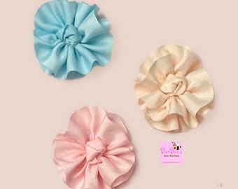 Pink Blue Ivory Ribbon Flower Layered Flower Ribbon Hair Bow Baby Girl Ribbon Nylon Headband Toddler Piggy Bows Baby Girl Flower Clip