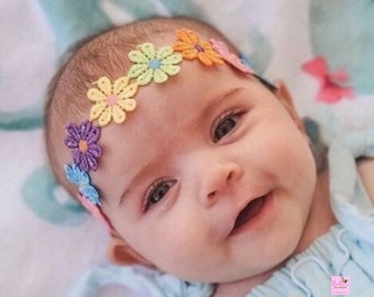 Baby Girl Flower Blossom headband, newborn nylon headband, arch headband - COLORFUL headband