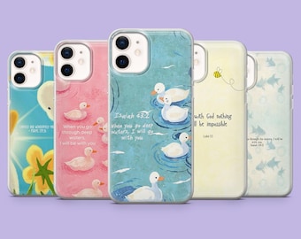 Capa minimalista cristã para celular com versículo bíblico para iPhone 16 Pro, 15, 14, 13, 12, Samsung S25, S24FE, S23, S22, A16, A55, A25, Pixel 9