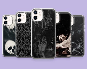 Black Goth Phone Case Dark Grunge Horror Cover for iPhone 17Pro, 16, 15, 14, 13, 12 Samsung S26, S25, S24, S23Fe, A16, A56, Pixel 10, 9Pro