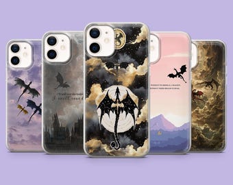 Fourth Wing Dragon Phone Case Fantasy Art Cover for iPhone 16 Pro, 15, 14, 13, 12, Samsung S25, S24FE, S23, S22, A16, A55, A25, Pixel 9