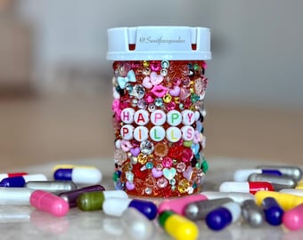 Happy Pills: Customizable Bedazzled Pill Bottle