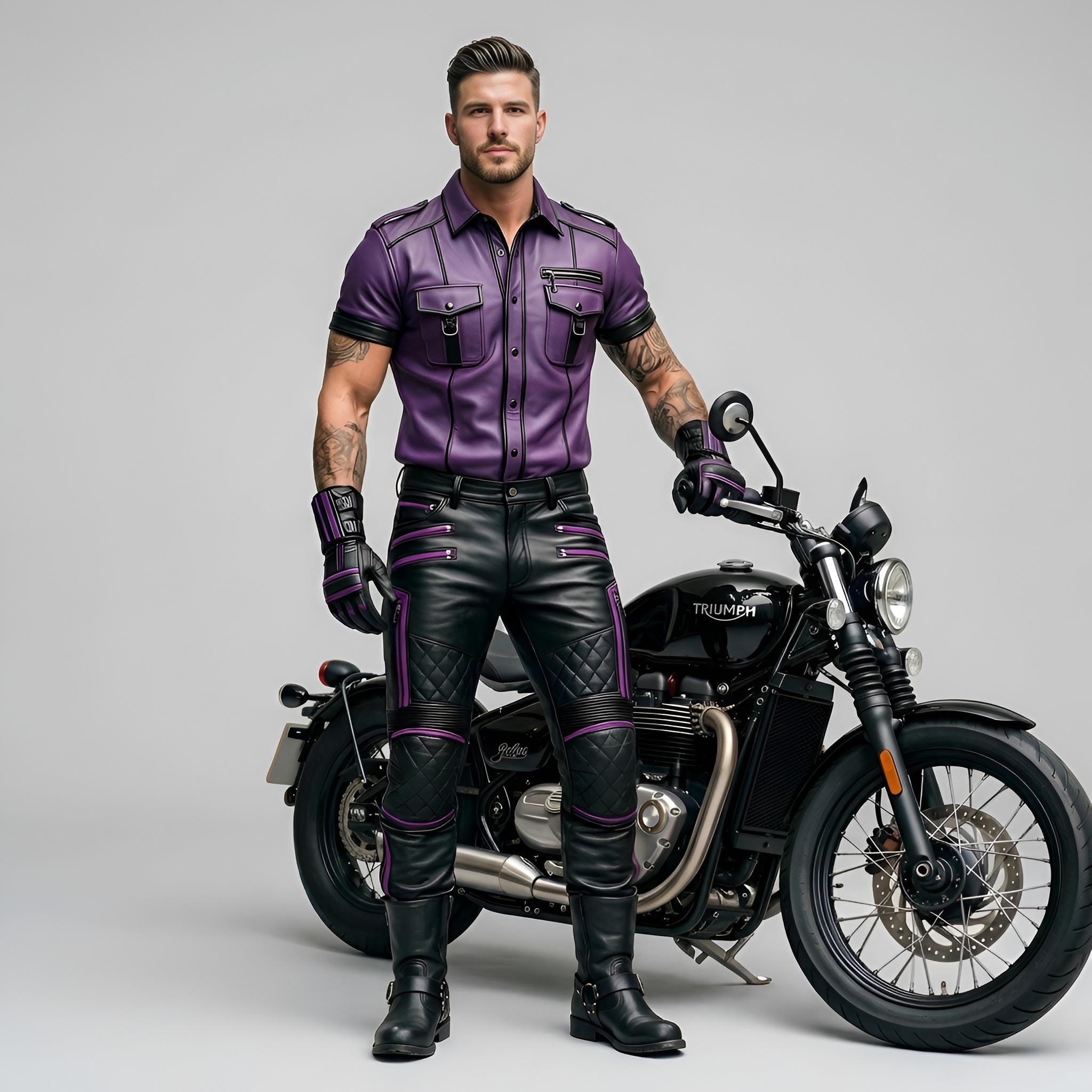 Black Leather Motorcycle Suit - Etsy Denmark