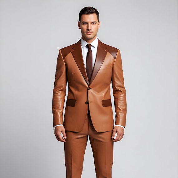 mens leather dress suit Spanish Brown Medieval Leather Suit