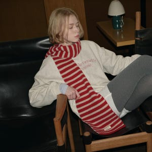 Striped Y2K Wool Scarf | Retro Knitted Winter Scarf | Cozy Warm Muffler Neck Cover Shawl