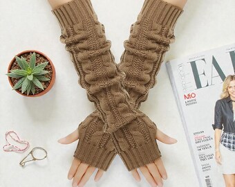 Set of Leg Warmers Soft Warm Alpaca Wool Knitted Gloves Alpaca Wool Arm & Leg Warmers main image 3
