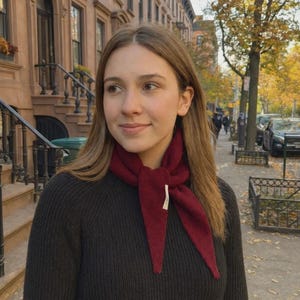 Hand-Knit Wool Triangle Scarf | Korean Winter Neck Wrap